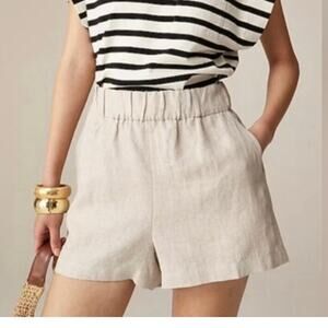 J Crew Women's Tropez High Waist Linen Short Small Flax